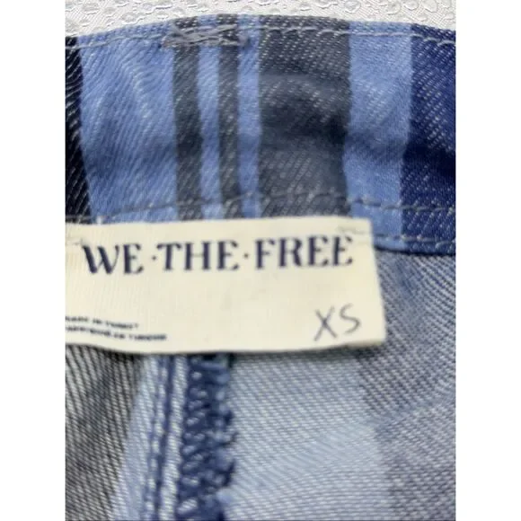 We the Free Free People Women's XS Black Blue Striped Cropped Floral Jeans - Picture 6 of 9